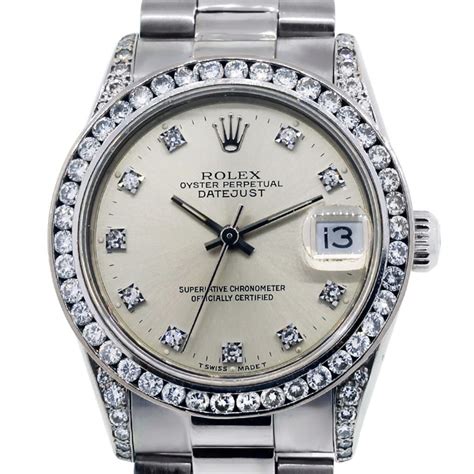 classic white gold rolex with diamonds|rolex full diamond watch price.